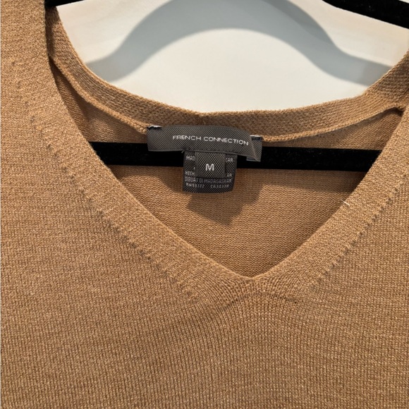 French Connection Camel V-Neck Sweater - Picture 2 of 3